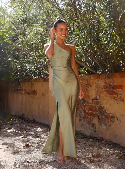 Sexy asymmetrical slit dress