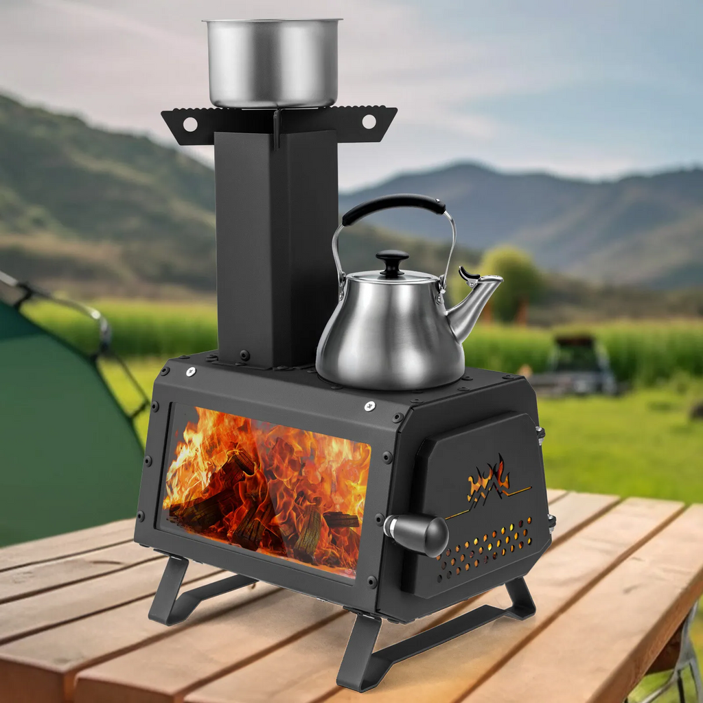 Portable Wood Burning Camping Cooking Heater Stove