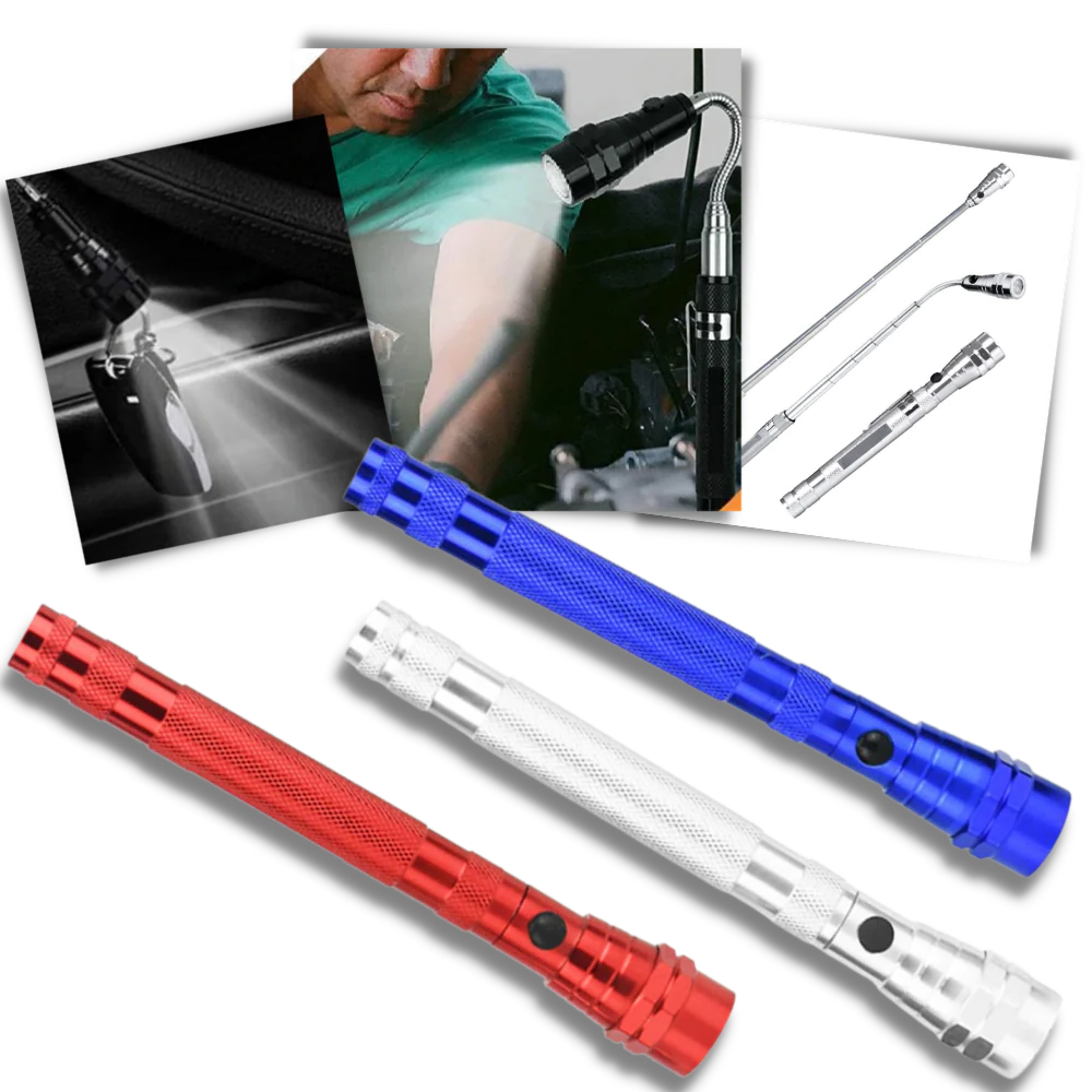 Telescopic magnetic LED flashlight
