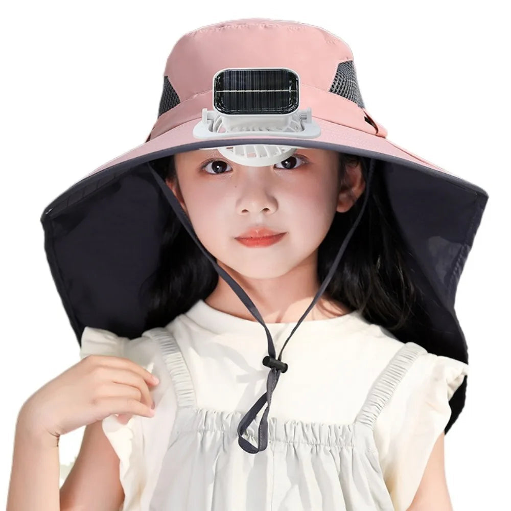 Adjustable Kids Solar Fan Hat
