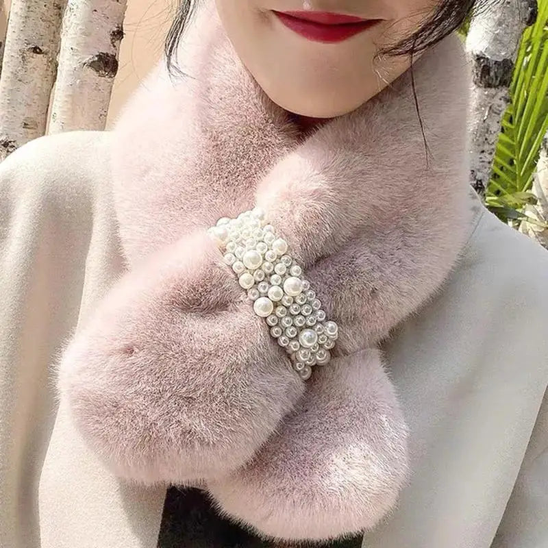 Faux Fur Pearl Winter Scarf