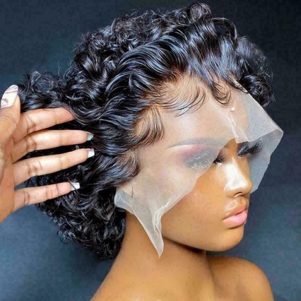 Lace Front Short Curly Pixie Bob Human Hair Weave Wig
