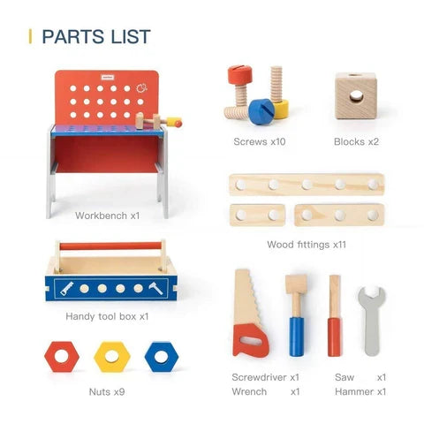 Kids Pretend Play Realistic Work Tool Bench Toy