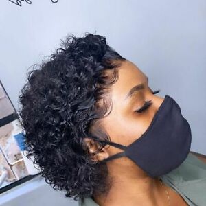 Lace Front Short Curly Pixie Bob Human Hair Weave Wig