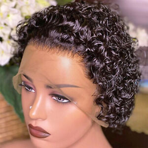 Lace Front Short Curly Pixie Bob Human Hair Weave Wig
