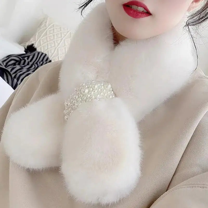 Faux Fur Pearl Winter Scarf