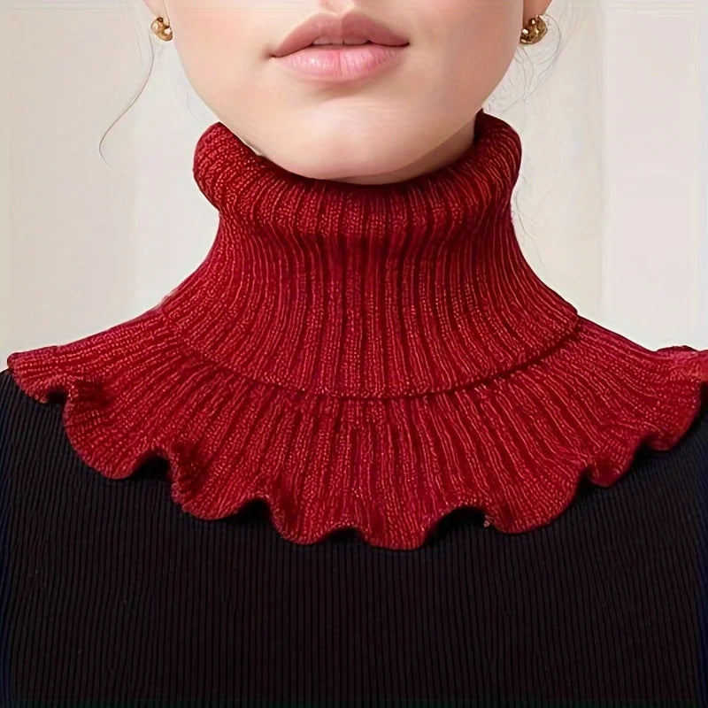 Elegant Knitted Turtleneck Neck Scarf for Women