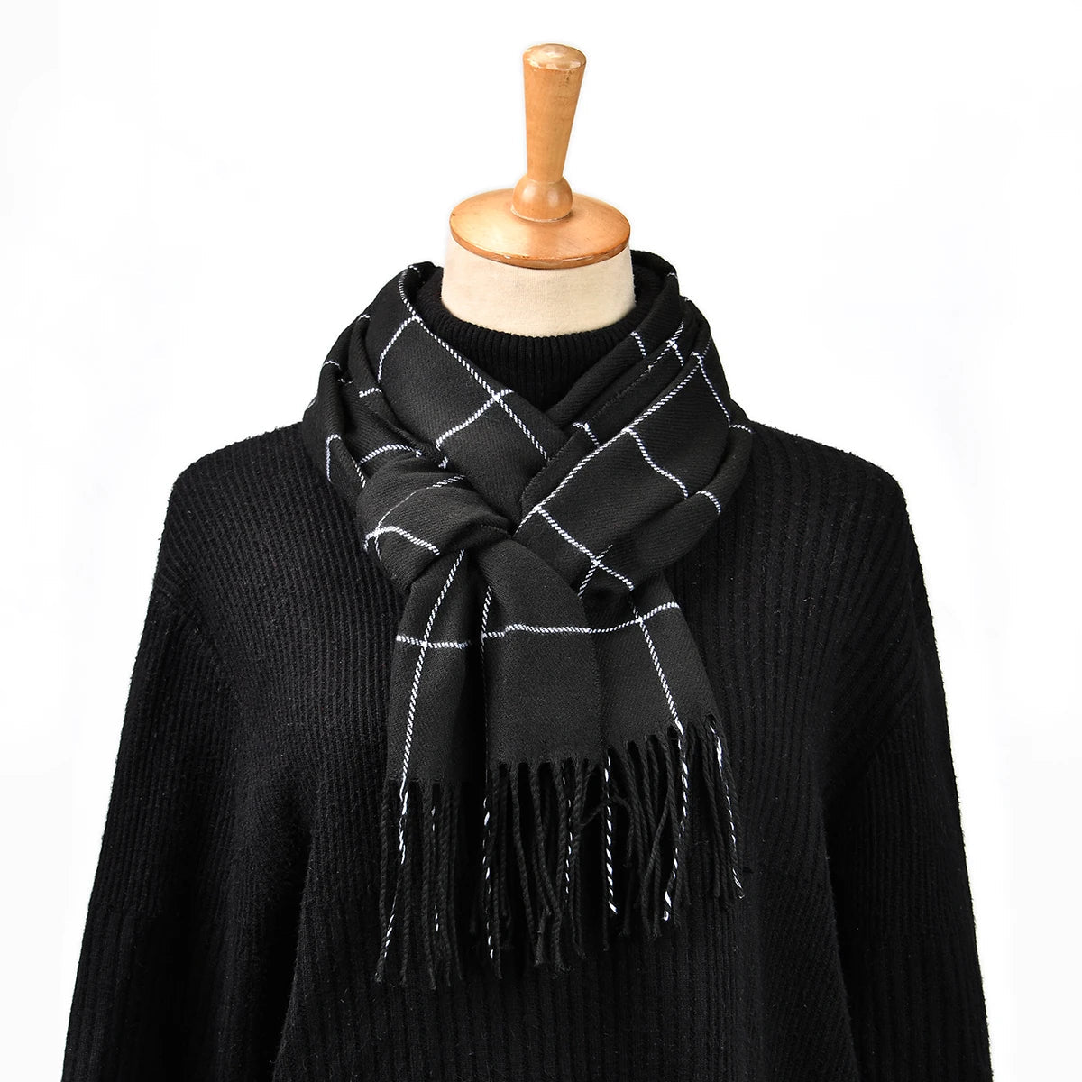 Plaid Cashmere Winter Scarf for Men