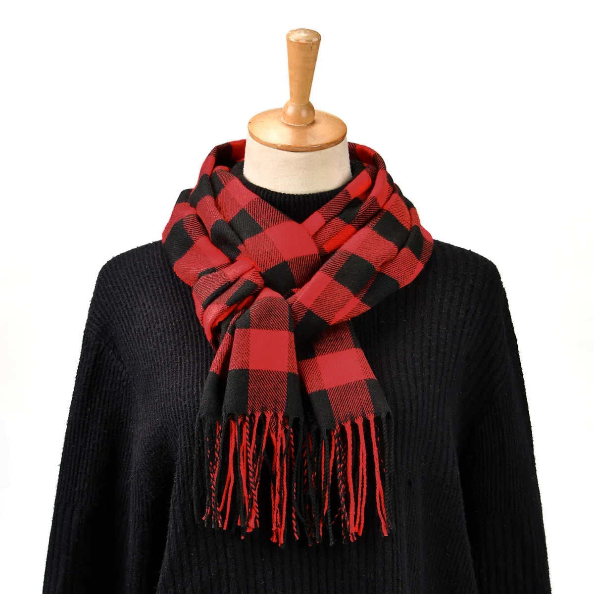 Plaid Cashmere Winter Scarf for Men